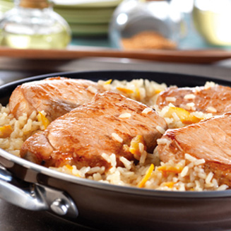 Quick Glazed Pork & Rice Skillet