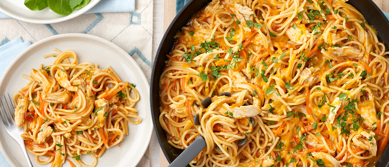 Butternut Squash Chicken Spaghetti Campbell S Kitchen