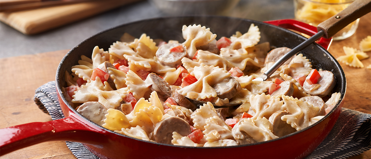 Bowtie Alfredo with Sausage | Prego® Sauces